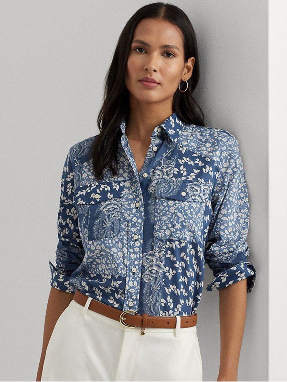 Ralph Lauren Classic Fit Patchwork Floral
Voile Shirt